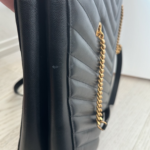 Authentic Black Saint Laurent Large Tribeca Chevron Bag - Picture 7 of 7